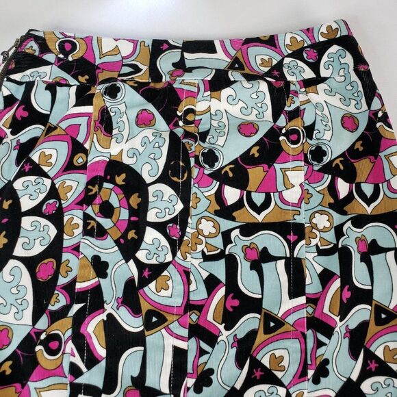 Etcetera Blue Abstract Art Print Corduroy Skirt womens 0 Knee Length - Picture 6 of 7